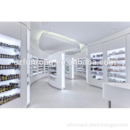 plywood cosmetics wall display showcase for cosmetic store decoration